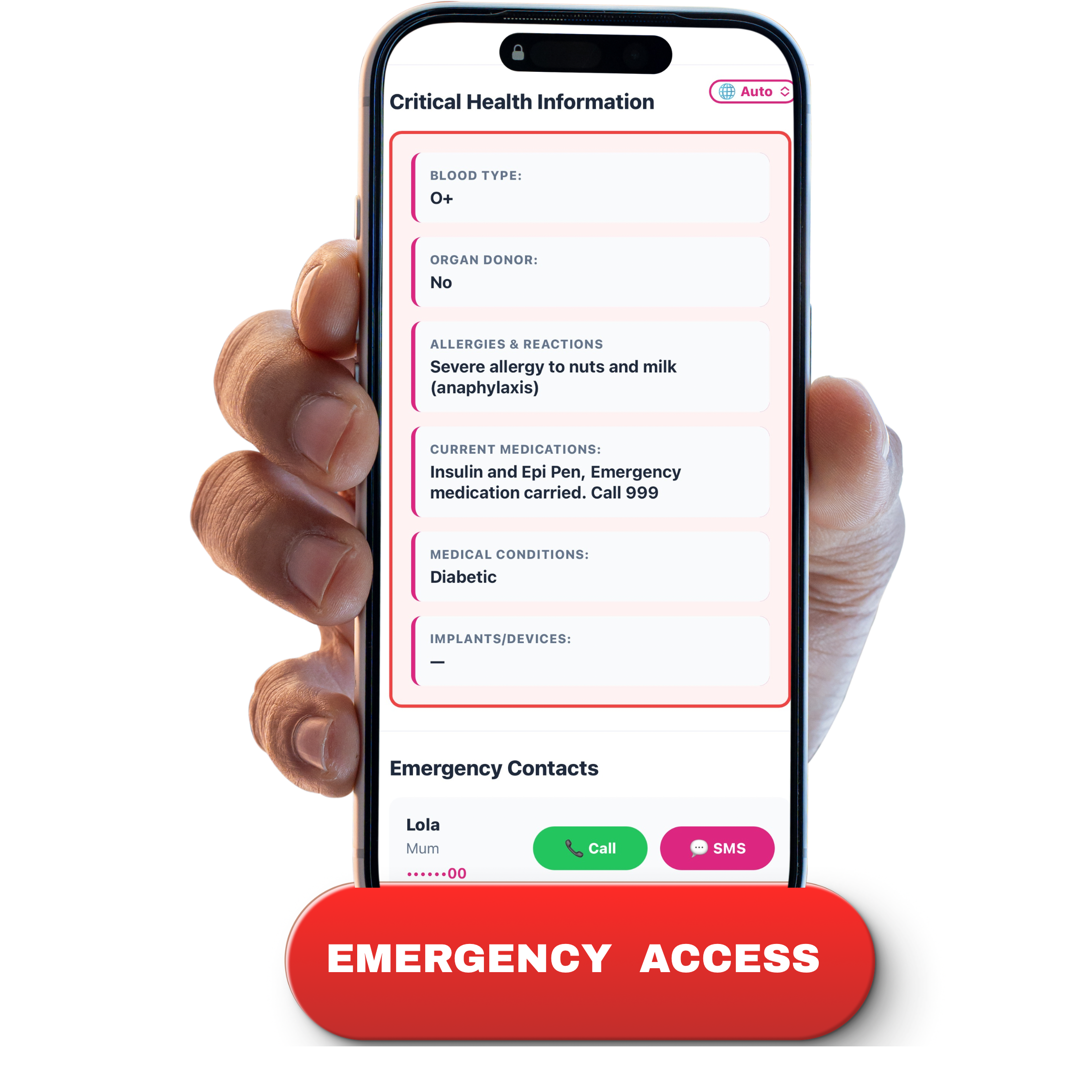 MYQER emergency access view